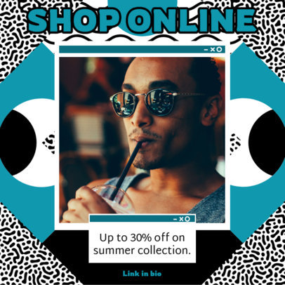 Instagram Post Template With a Memphis Style for an Online Offer Ad