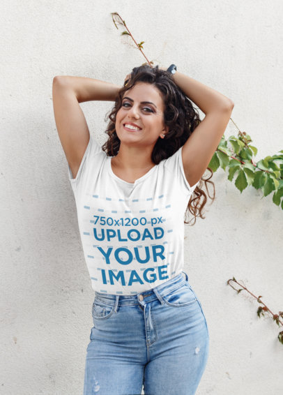 T-Shirt Mockup of a Happy Woman Posing 