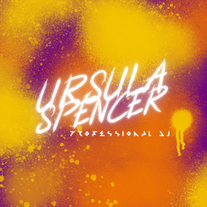 DJ Logo Template with Airbrush Splatter Graphics 3855j