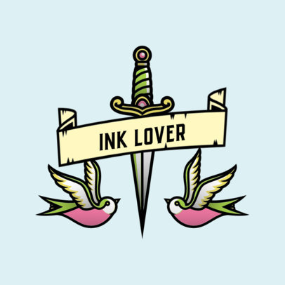 Logo Generator for a Tattoo Parlor with a Dagger Graphic 3862i