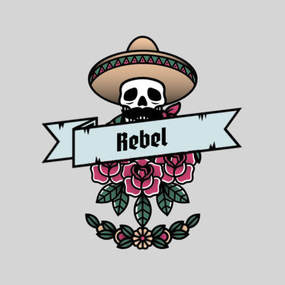 Urban Clothing Brand Logo Template with a Mariachi Skull Graphic 3862k