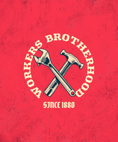 Union T-Shirt Design Template Featuring a Wrench and a Hammer 3179a