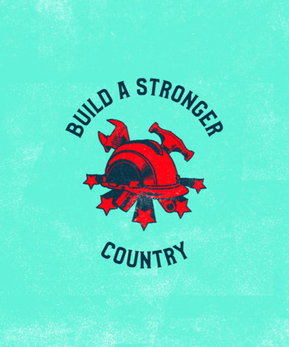 Pro-Union T-Shirt Design Creator Featuring a Hard Hat and Stars