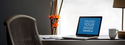 Product Mockup Template, macbook pro on office desk wide