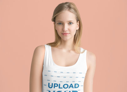 Tank Top Mockup of a Blonde Woman Standing in a Studio 41046-r-el2