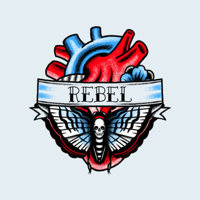 Tattoo-Styled Logo Template for a Rock Band Featuring a Rebel Heart Graphic