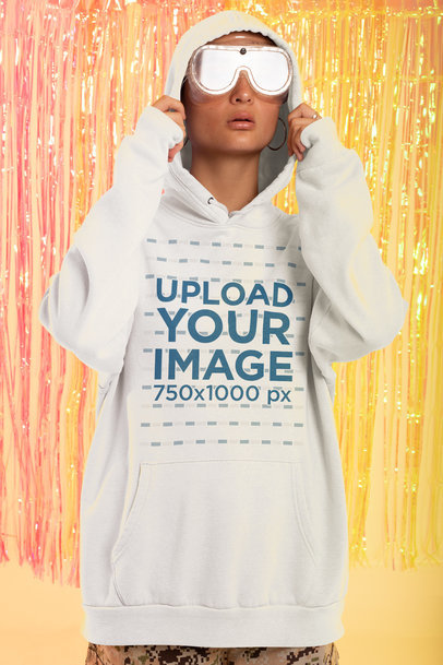 Hoodie Mockup of a Woman Wearing Fierce Urban Fashion