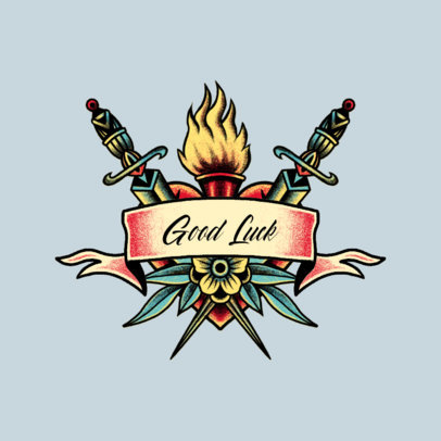 Classic Rock Music Logo Template Featuring a Tattoo-Styled Heart Clipart 3862o