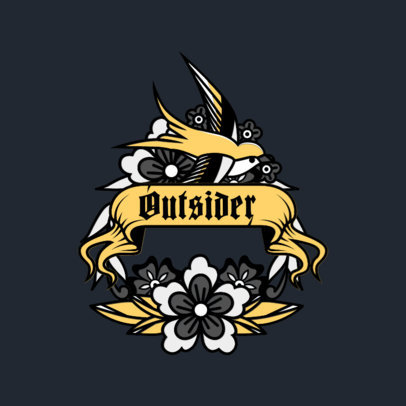 Logo Maker for a Musician Featuring a Swallow with a Tattoo Style 3862b