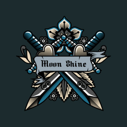 Music Logo Maker Featuring Two Swords with a Tattoo Style 3862c