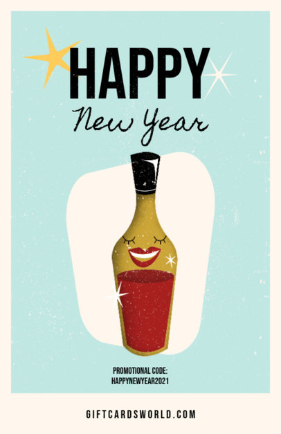 Flyer Design Template Featuring New Year-Themed Illustrations