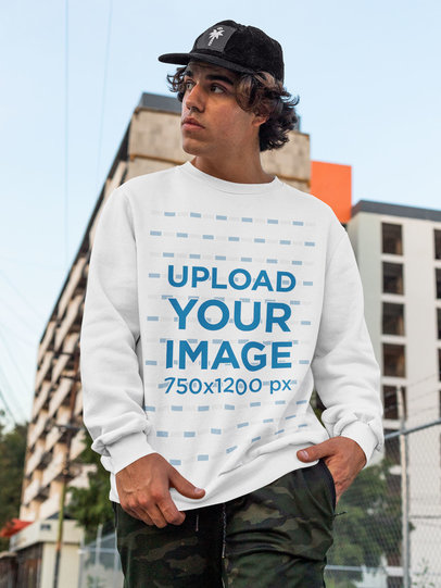 Sweatshirt Mockup Featuring a Cool Man Walking Down the Street m534