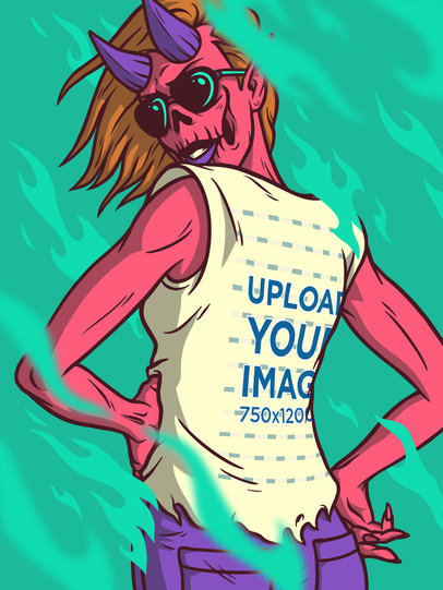 Illustrated Mockup of a Cool Demon Posing with a Tank Top m802