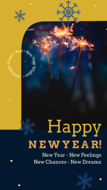 New Year-Themed Instagram Story Maker Featuring Snowflake Graphics 3198j