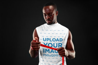 Sleeveless Shirt Mockup of a Man in a Studio