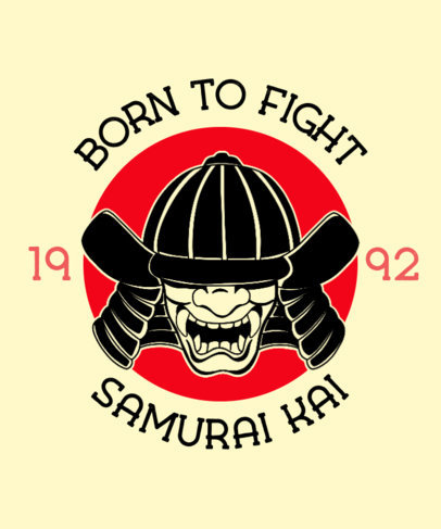 Illustrated T-Shirt Design Template Featuring a Samurai