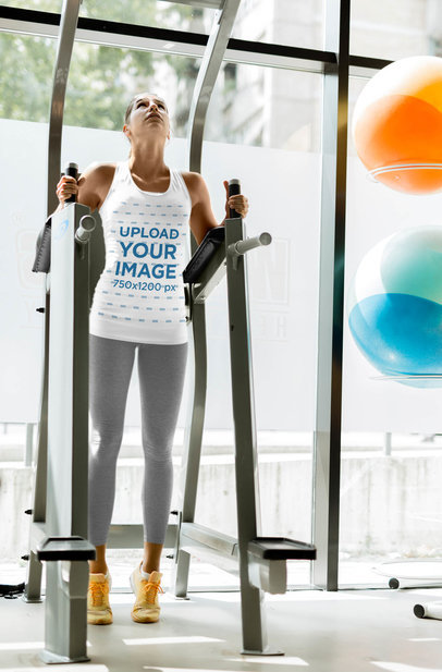 Tank Top Mockup of a Woman Training at the Gym