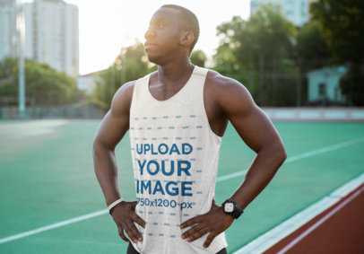 Tank Top Mockup of a Man Training at a Track 35348-r-el2