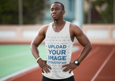 Mockup of an Athlete Wearing a Heathered Tank Top 40881-r-el2