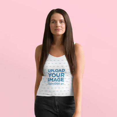 Mockup of a Woman with Straight Long Hair Wearing a Tank Top 41047-r-el2