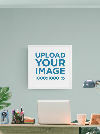 Art Print Mockup with a Customizable Office Setting