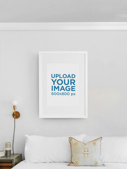 Mockup of a Vertical Art Print with a Customizable Backdrop