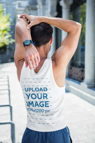 Tank Top Mockup of a Man Warming Up Before a Workout