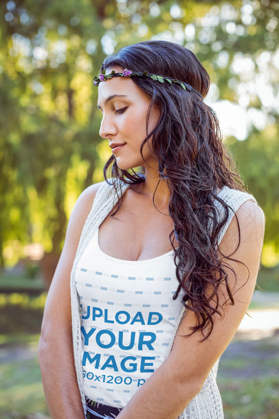 Tank Top Mockup of a Woman with a Hippie Look 40761-r-el2