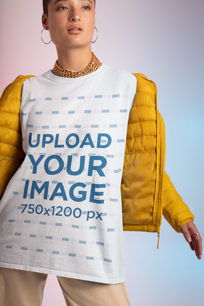 Mockup of an Androgynous Woman Wearing a Unisex Tee