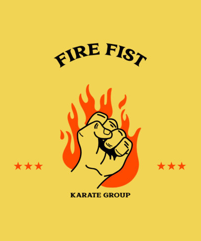 Karate T-Shirt Design Template with a Graphic of a Fist on Fire