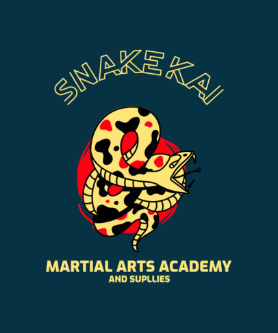 T-Shirt Design Creator for a Martial Arts Academy Featuring a Snake Graphic