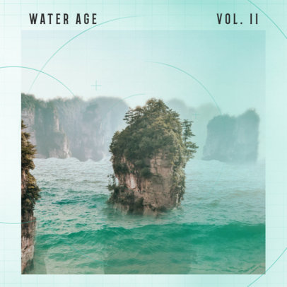 Ambient Music Album Cover Template Featuring a Picture of an Island 3205c