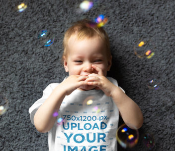 T-Shirt Mockup of a Happy Baby Surrounded by Bubbles 45318-r-el2