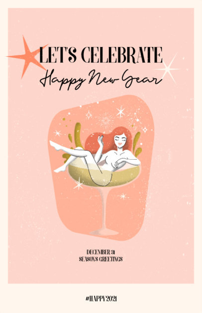 Flyer Design Maker for a New Year's Eve Celebration Featuring a Retro Illustration 
