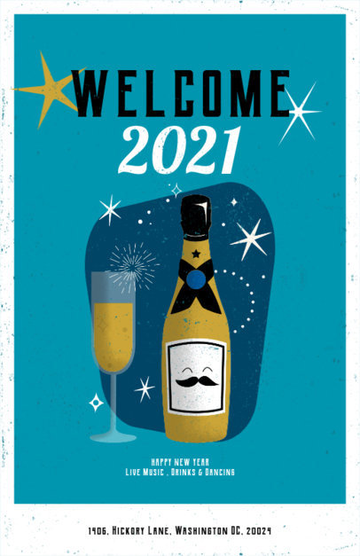 Flyer Design Maker for a New Year Party Featuring a Champagne Illustration 