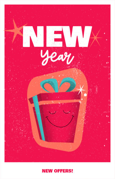 Flyer Maker Featuring a Retro Illustration of a New Year Gift