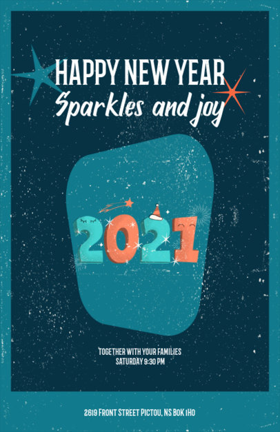 Retro Flyer Design Template With New Year-Themed Graphics 3201i