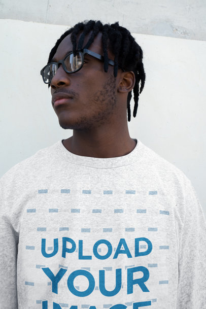 Heather Sweatshirt Mockup of a Man with Locs and Glasses