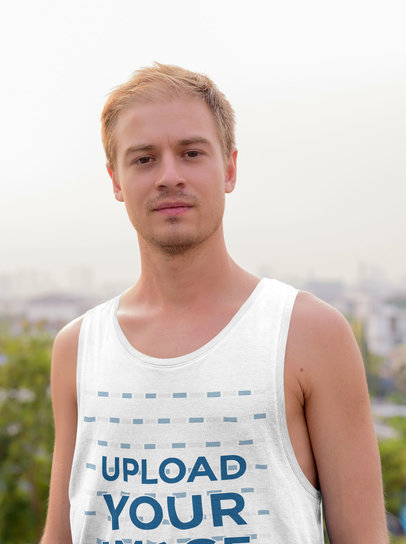 Tank Top Mockup of a Man Posing Against an Outdoor Scenery 40147-r-el2