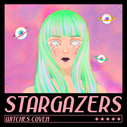 Rock Album Cover Template Featuring a Pastel Goth Character 3206d