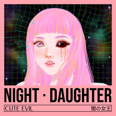 Album Cover Template for an Acid EDM Artist with a Pastel Goth Graphic Style 3206g