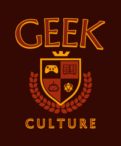 T-Shirt Design Template for Geeks Featuring a University Emblem 3209c
