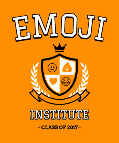 University-Style T-Shirt Design Maker Featuring an Emblem of Emojis