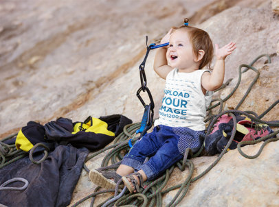 Tank Top Mockup of a Baby Girl Ready to Go Mountain Climbing 41414-r-el2