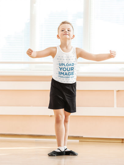 Tank Top Mockup Featuring a Boy at a Ballet Class