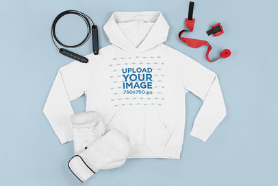Hoodie Mockup Featuring Boxing Accessories 