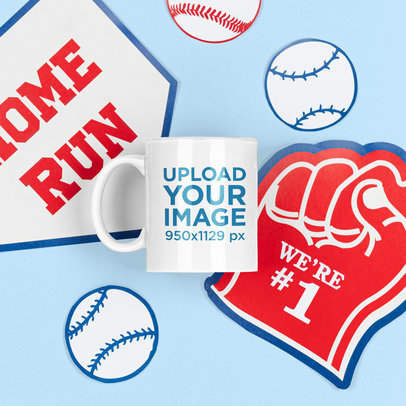 11 oz Coffee Mug Mockup Featuring Baseball Paraphernalia m686