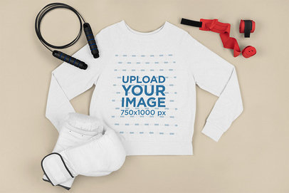Sweatshirt Mockup with a Boxer's Equipment
