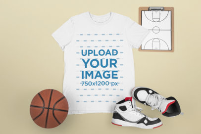 Mockup of a Sports T-Shirt with Basketball Paraphernalia