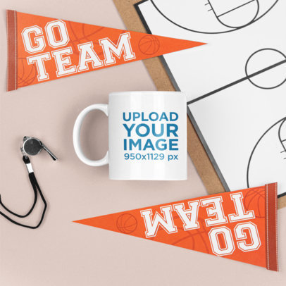 Basketball-Themed Mockup Featuring an 11 oz Coffee Mug m685